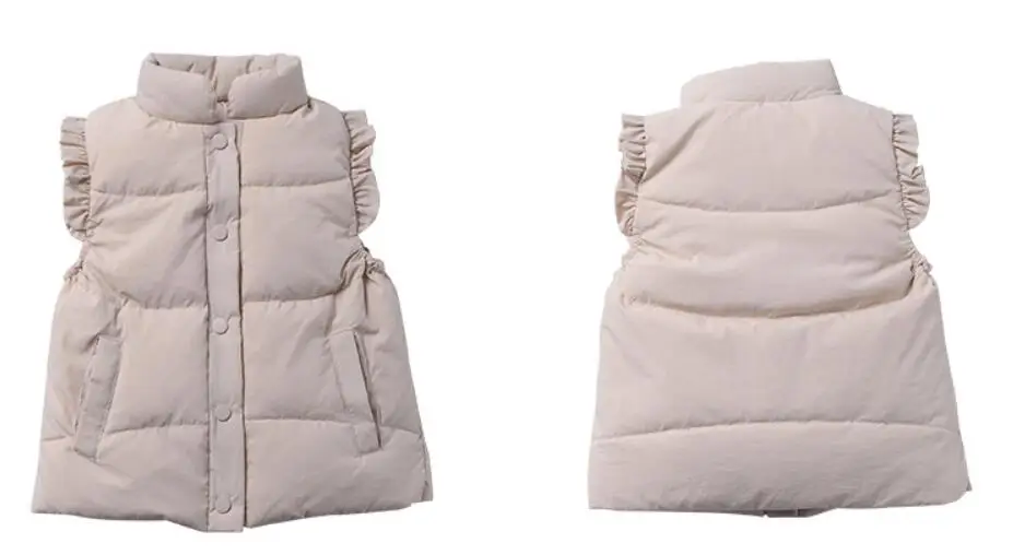 thick winter coat Thicken Warm Vest For Girls Ruffles Flower Hooded Waistcoats Down Jacket For 2-7 Years Kids Winter Clothes Cute Candy Color water proof coat