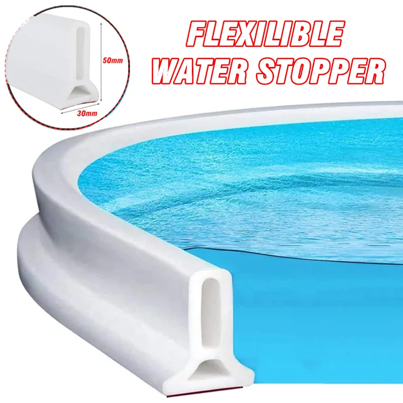 New 50mm Height Silicone Bathroom Water Stopper Barrier Non-slip Dry and  Wet Separation Bendable Strip Sink Water Splash Guard