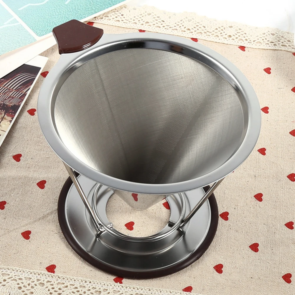 Economical Stainless Steel Cone Coffee Filter Holder Dripper Double Layer Mesh Infuse Cup Coffee Filters Kitchen accessories
