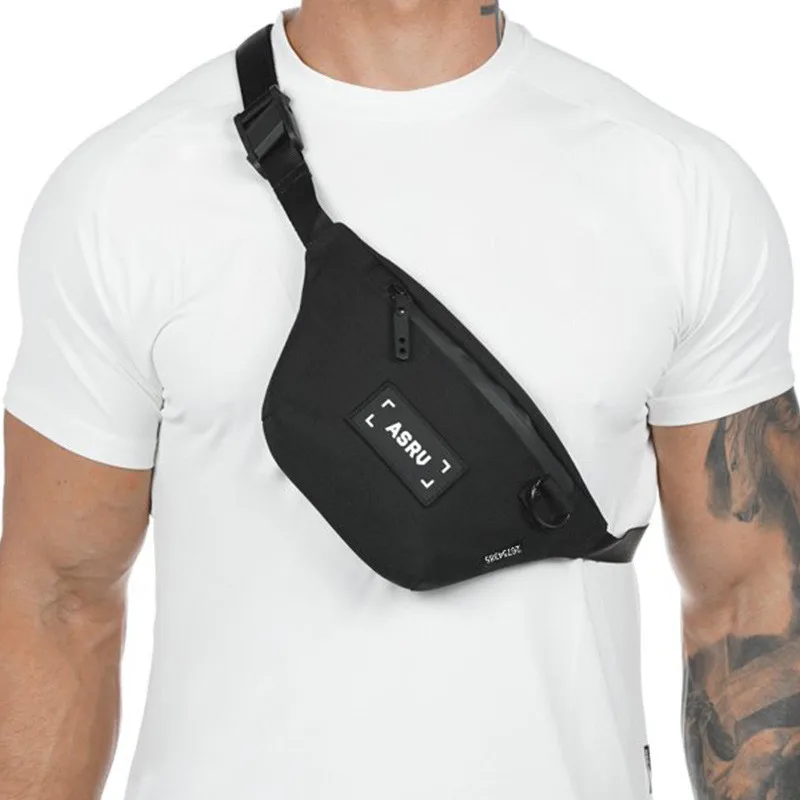 Мужская нагрудная сумка, регулируемая тактическая нагрудная сумка, спорт, бег, тренажерный зал, Повседневная Уличная Функциональная сумка на плечо, поясная сумка - Цвет: Черный