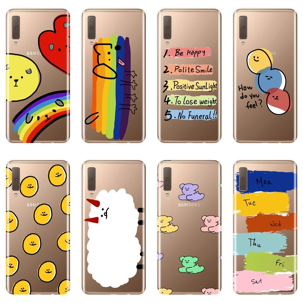 Силиконовый чехол для телефона Samsung Galaxy A6 A8 Plus 2018 A5 A7 Rainbow Dog мягкая задняя крышка A3