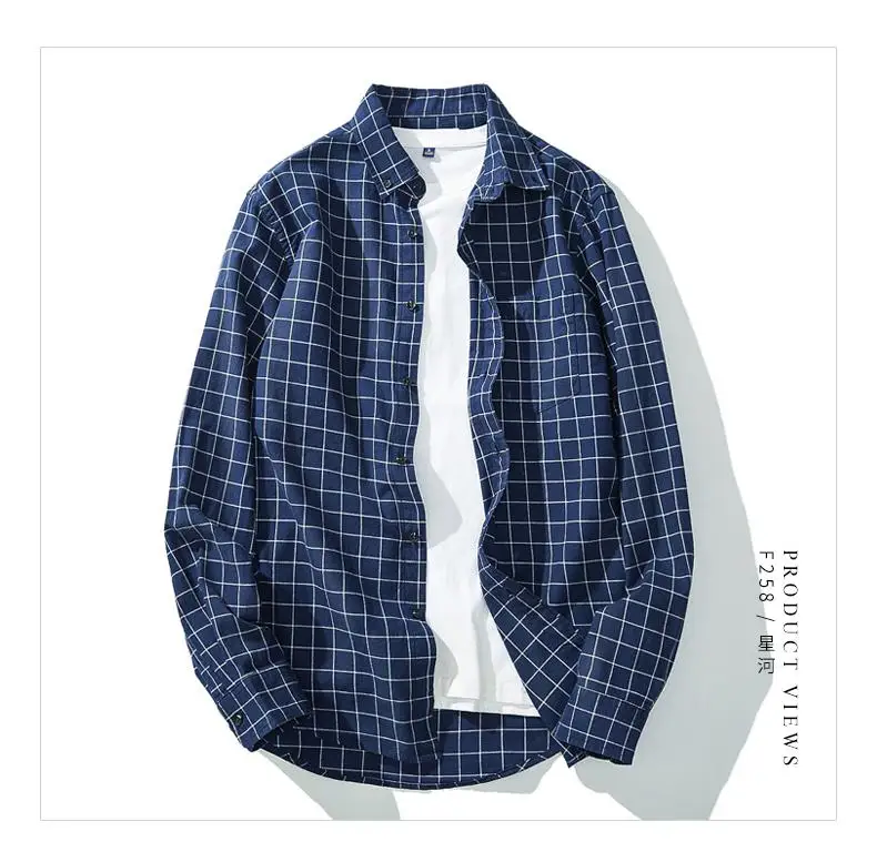 New Arrival Large Plaid Men Loose Long Sleeve Autumn Winter Cotton Handsome Casual Flannel Casual Shirts Plus Size S-5XL6XL - Цвет: f258
