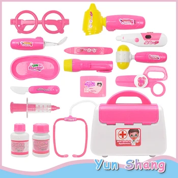 

15 Pcs/lot Children's Simulation Portable Medicine Cabinet Educational Game Stethoscope Medical Device Pretend Play Doctor Toy