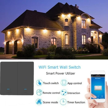 

UK 1/2/3 Smart WiFi Wall Remote Touch Control Light Switch For Alexa&Google Home