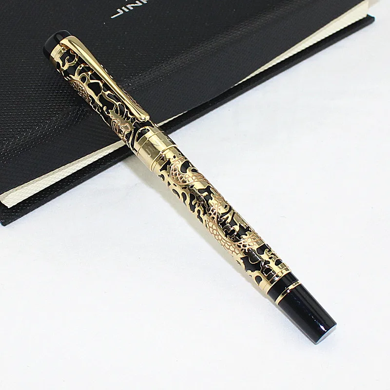 JINHAO 5000 Роскошная Ручка-роллер с драконом, бизнес офисные принадлежности, новинка, фирменные Канцтовары, красивая металлическая ручка с подписью, подарок - Цвет: golden and black