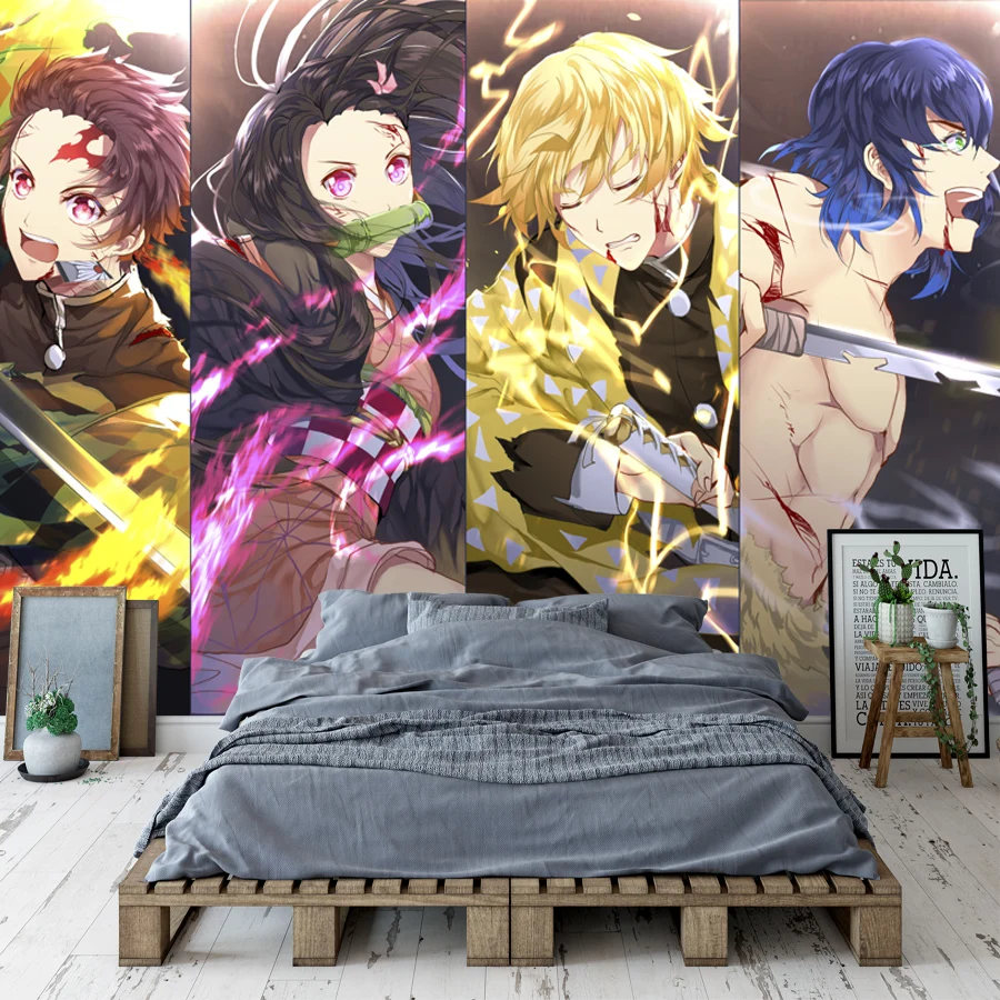 3D обои Kimetsu no Yaiba на заказ аниме настенные фрески рассекающие демонов декор для спальни гостиной косплей