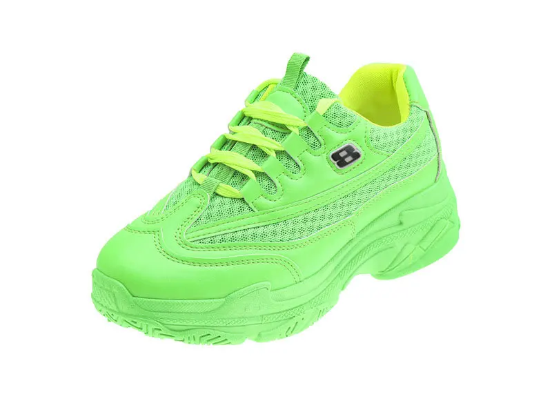 Модные массивные кроссовки; женская обувь; кроссовки на платформе и высоком каблуке; повседневные кроссовки для женщин; Цвет зеленый, желтый; chaussures femme