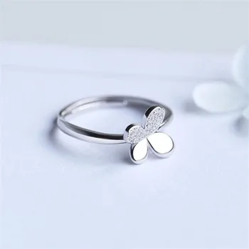

New Beautiful Simple Popular Fresh Butterfly 925 Sterling Silver Jewelry Personality Creative Crystal Opening Rings SR590