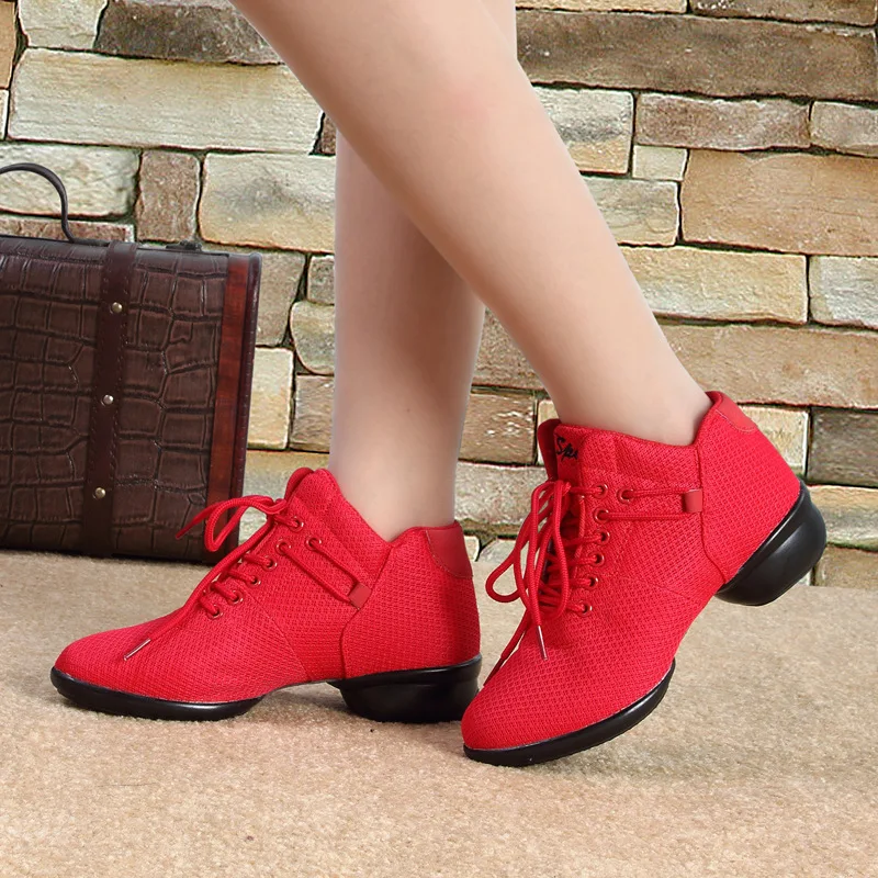 

Spring And Autumn Punched Sheet Surface Red Jump Dance Shoe Soft-Sole Shoes for Square Dance Adult Dance Shoes Sports Fitness Ex