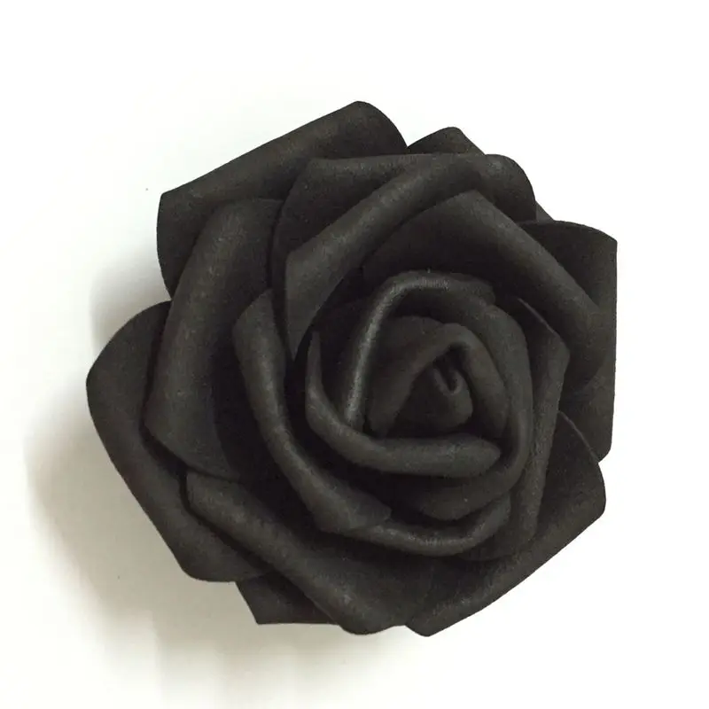 100pcs 7cm Black Artificial EVA Foam Rose Flower Heads For Party Wedding Decoration Hair Wreath Wrist Corsage Dress Accessories
