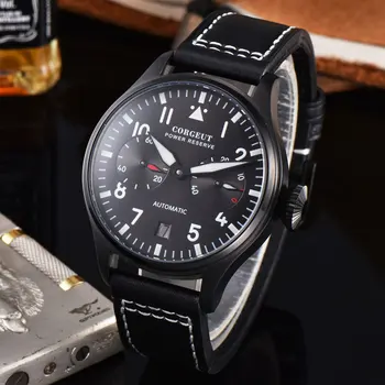 

Corgeut 42mm Automatic Mechanical Watch Sport Luxury Brand Men's Watches Power Reserve Luminous Date Man Wrist Watch Male Clock