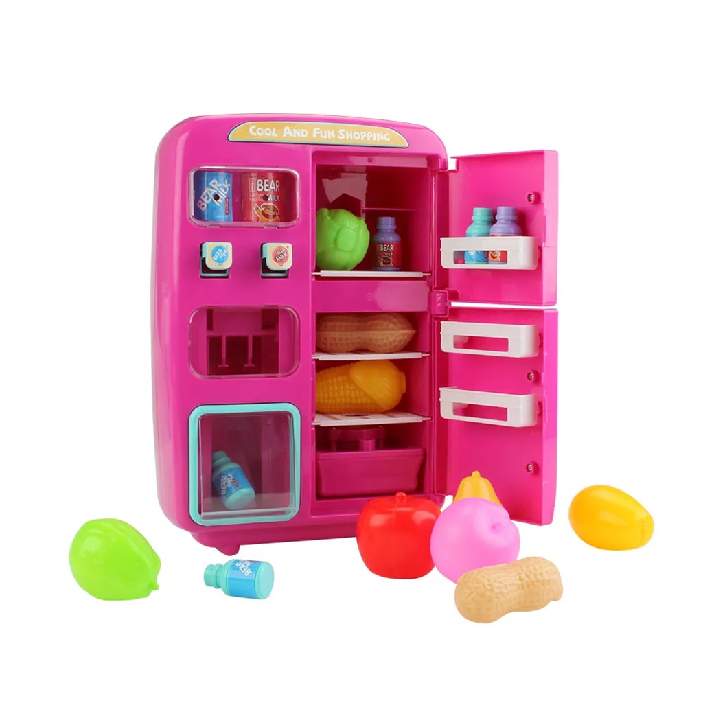 Новинка 31 шт. детская кухонная игрушка торговый холодильник с противотуманным звуковым светом ролевые игрушки 814 - Цвет: Red