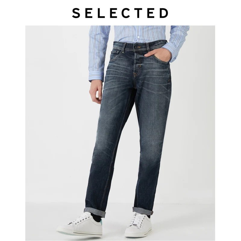 Мужские итальянские импортные джинсовые брюки потертые зауженные джинсы S |