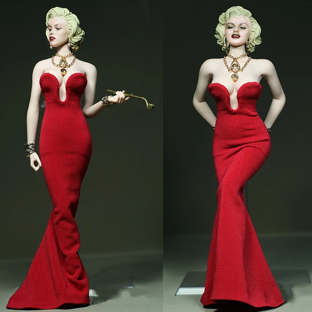 Figura Femenina a escala 1/6, ropa de Marilyn Monroe, vestido rojo sexy con  fregado largo, se ajusta al cuerpo de la figura TBL PH JIAOU de 12 pulgadas  _ - AliExpress Mobile