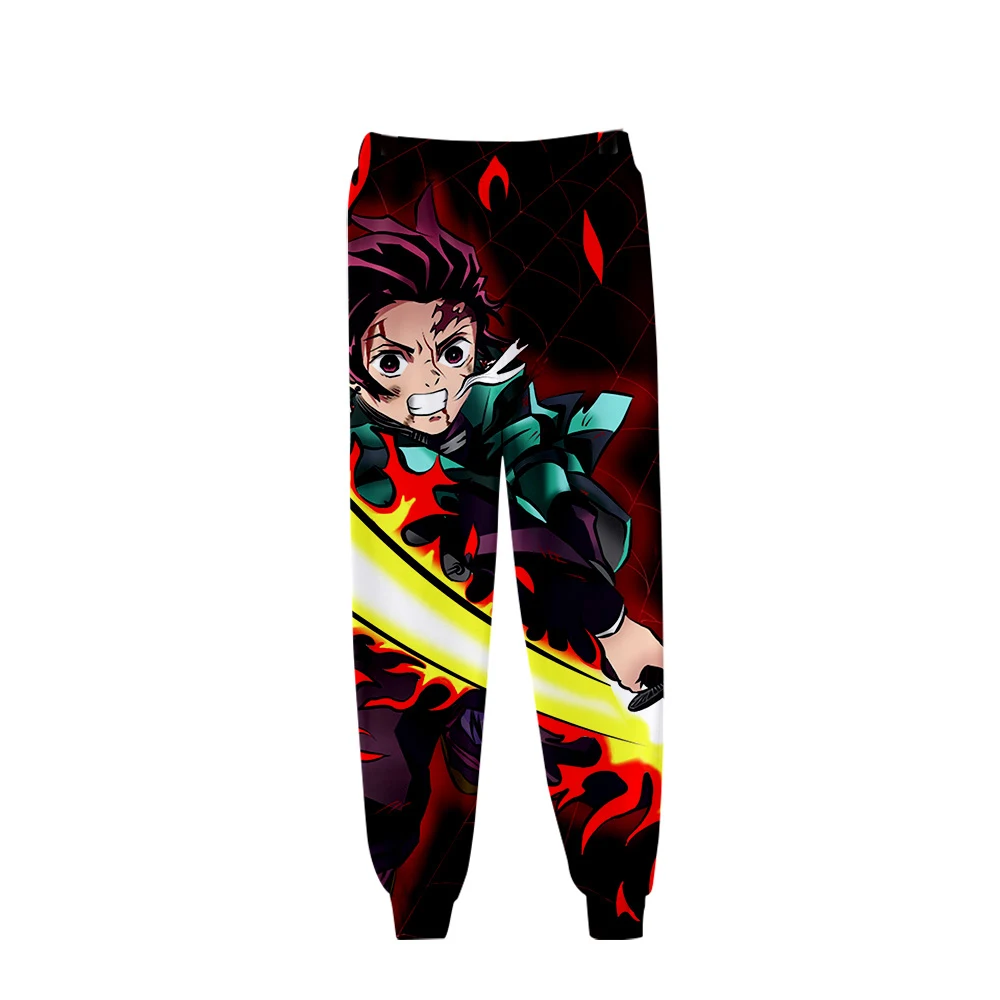 Autumn Winter Fashion Youth Jogging Sweatpants Anime 3D Ghost Blade Men's Ladies Black And White Plaid Trousers Men Women