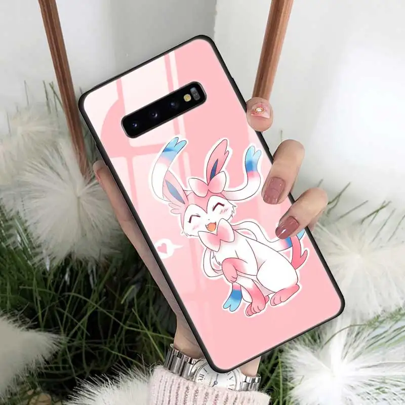 15 Чехол из закаленного стекла с рисунком eevee для samsung Galaxy S10 S10e S9 S8 Note9 Note 10 Plus 5G A50 A30 края из ТПУ - Цвет: 15