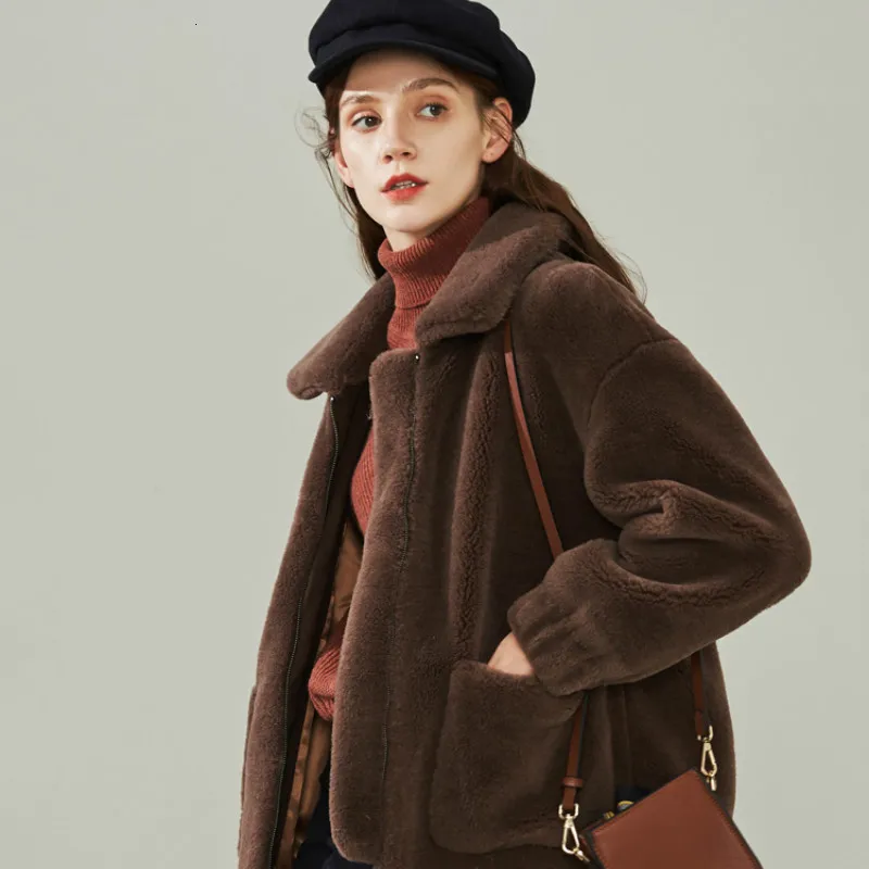 

Vintage Real Fur Coat Women Korean Cute Autumn Winter Lamb Fur Jacket Warm Woolen Coat Abrigos Mujer Invierno 2020 u69079 YY556