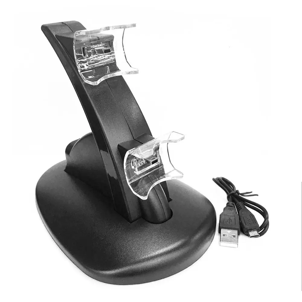 Светодиодный микро двойной контроллер зарядное устройство 2 светодиодный микро USB ручка Быстрая зарядка док-станция Подставка зарядное устройство для PS3 контроллер - Цвет: Black