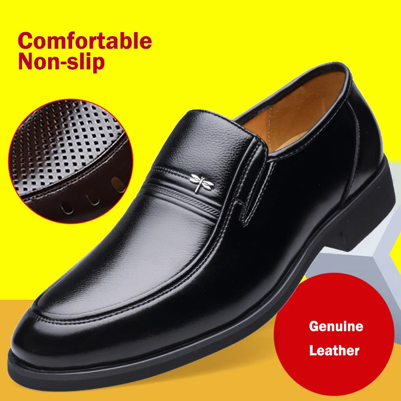 2020 Men Genuine Leather Spring Summer Business Low Top Formal Shoes Men Breathable Hollow Out Casual Shoes Male Big Size 38-47