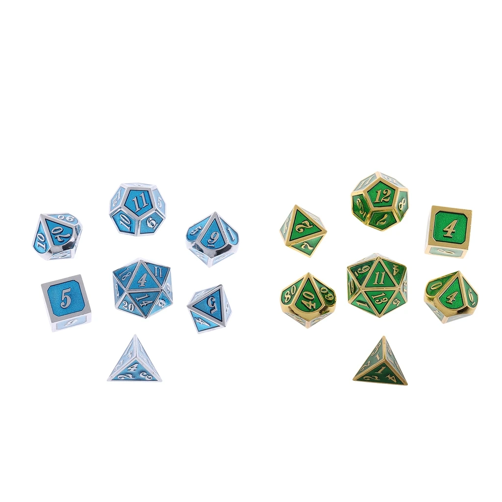 2 пачка 7-Die Ретро цинковый сплав RPG MTG игра кости для подземелья и драконов DND
