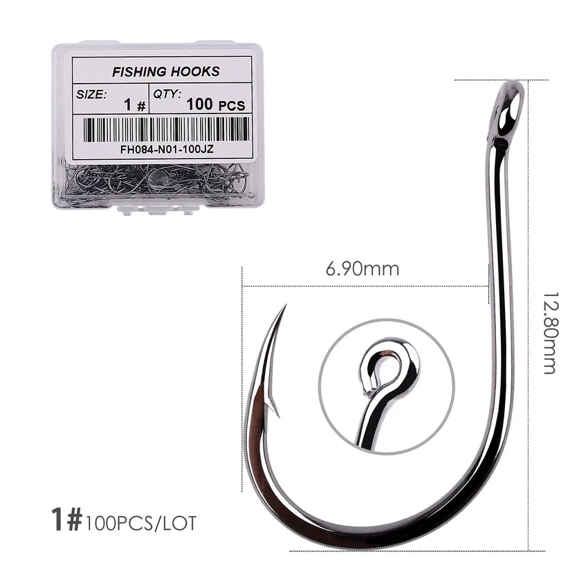 Size 01 - 100pcs 100/40 штук в коробке Осьминог рыболовные крючки с высоким содержанием углерода Chmical заточить колючей Япония джиг круг рыболовный крючок, снасти набор рыболовных крючков - Цвет: Size 01 - 100pcs