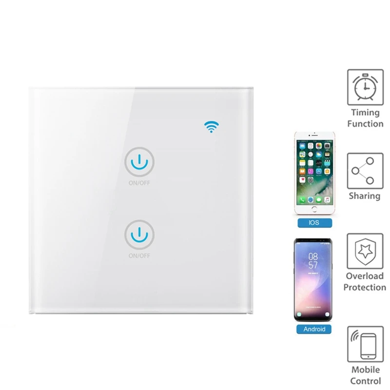 Умный Wifi переключатель EU US 2 банда Tuya Smart Life App беспроводной пульт дистанционного управления Умный дом сенсорный панельный светильник EU Plug