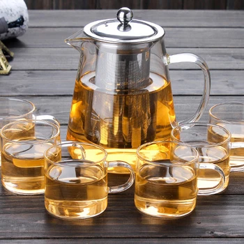 

450ML/550ML/750ML/950ML/1300ML Heat Resistant Glass Kettle Teapot with Stainless Steel Filter Home Office Tea Set Glass Maker