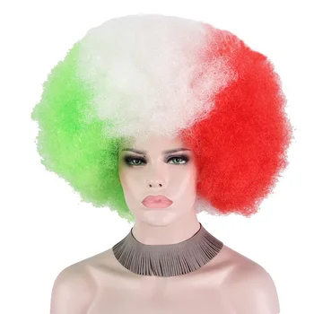 

Big Curly Synthetic Hair Football Fans Anxin Afro Clown Party Cosplay Adults Halloween Cosplay Bob Green White Red Wigs Anime