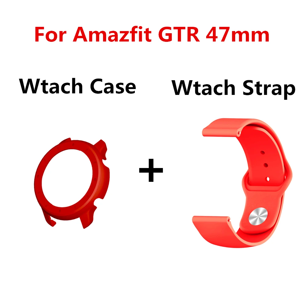 2в1 силиконовый спортивный ремешок для Xiaomi Huami Amazfit GTR 47 мм Смарт-часы 22 мм сменный Браслет для часов+ чехол для ПК - Цвет: 5