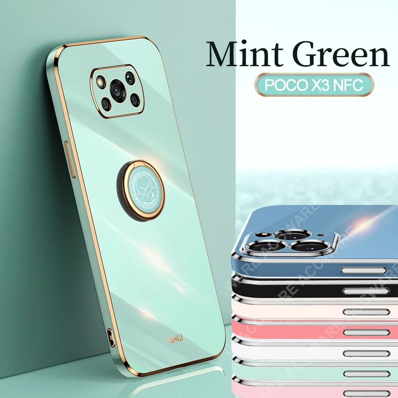 Mobiox Case for Xiomi Redmi Note 10 11 Poco X3 NFC F3 GT M3 X3 Pro 5G 11t 10t pro 10 lite Plating Silicone Ring Stand Cover Case