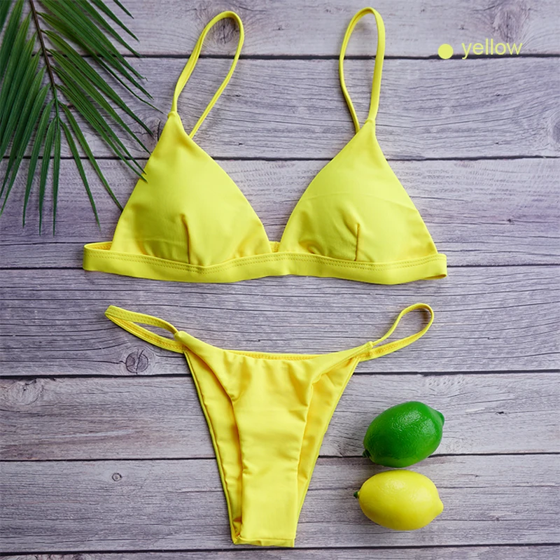 9 Colors Solid Bikini 2021 Women Swimsuit Push Up Swimwear Low Waist Summer Biquini Halter Two Pieces Female Bathing Suit womens swimwear Bikini Sets