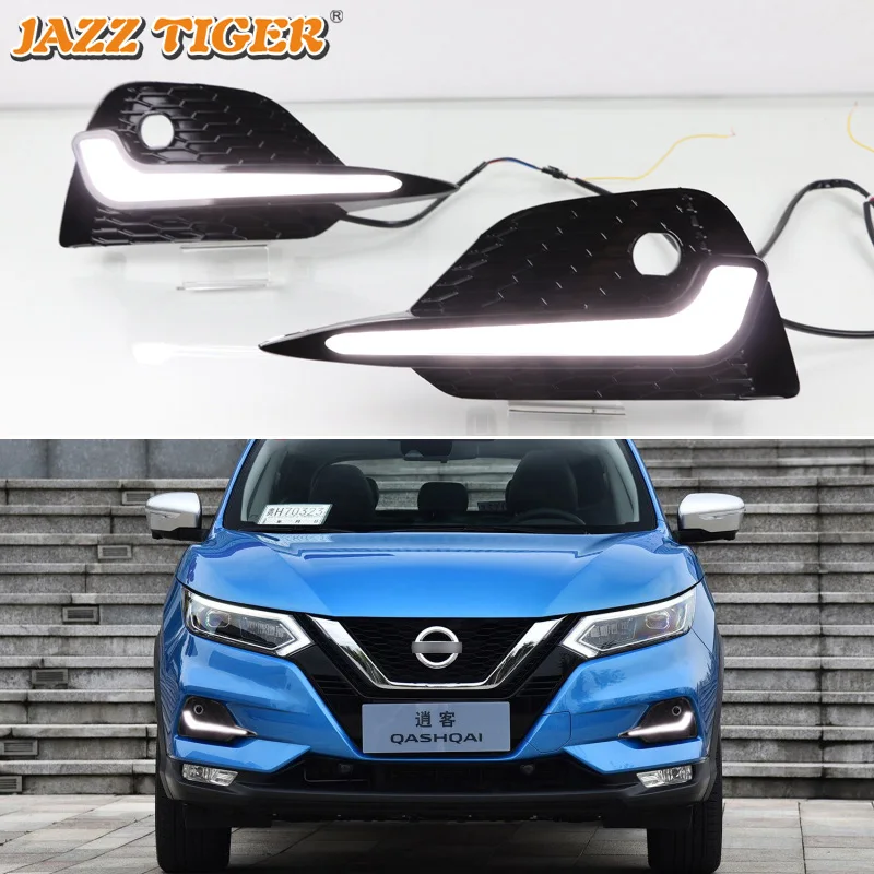 

Дневные ходовые огни для Nissan Qashqai 2019 2020 Drl с динамическими поворотными сигналами светодиодный Автомобильные дневные ходовые огни, противотуманные фары