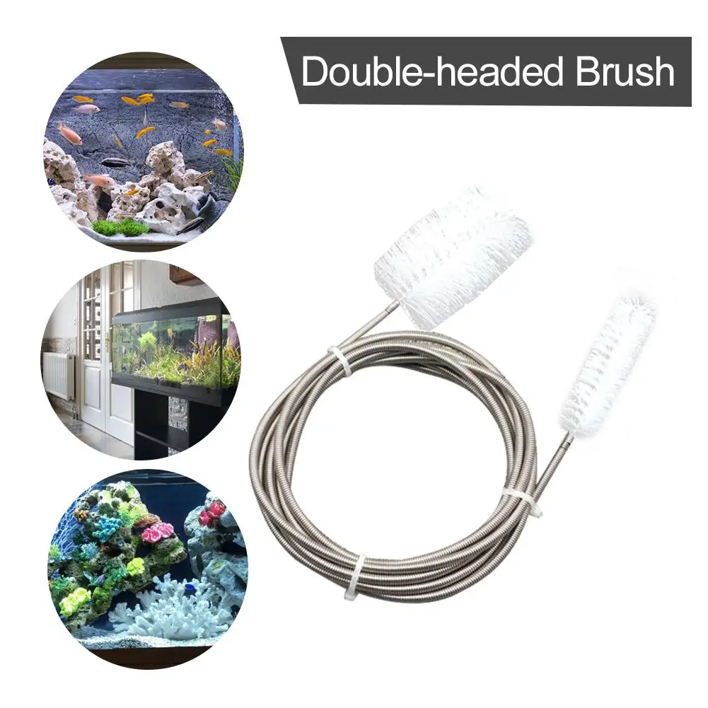 Flexible Drain Brush Stainless Steel Spring Elastic Hose Head Double Ended Pipe Cleaning Brush for Fish Tank Filter Systems