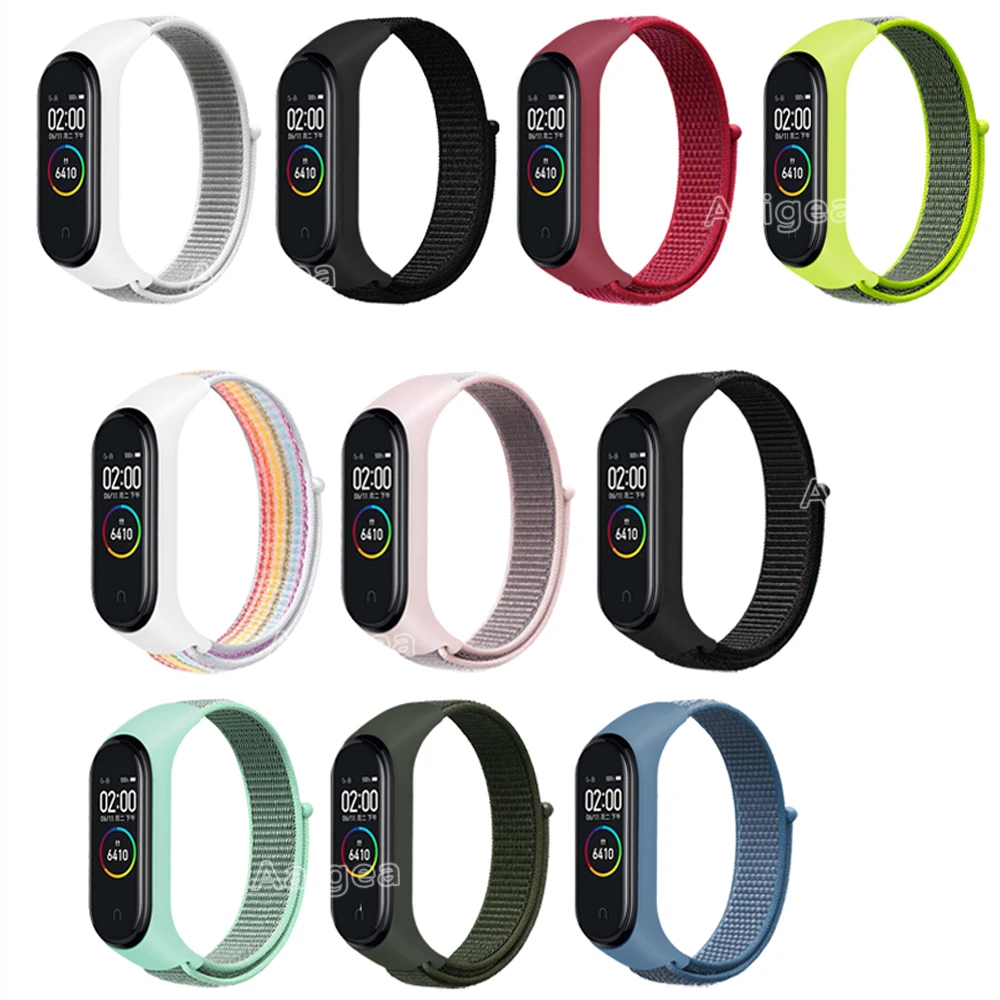 Нейлоновый ремешок для Xiaomi mi 4 mi Band 3 4 модный ремешок для mi band 4 красочные Ремешки для наручных часов спортивный браслет