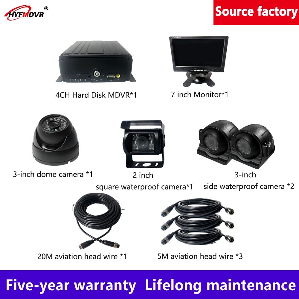 HYFMDVR 4 канала AHD 720 P/960 P жесткий диск+ Мониторинг sd-карты MDVR+ 4 камеры комплекты мобильных DVR