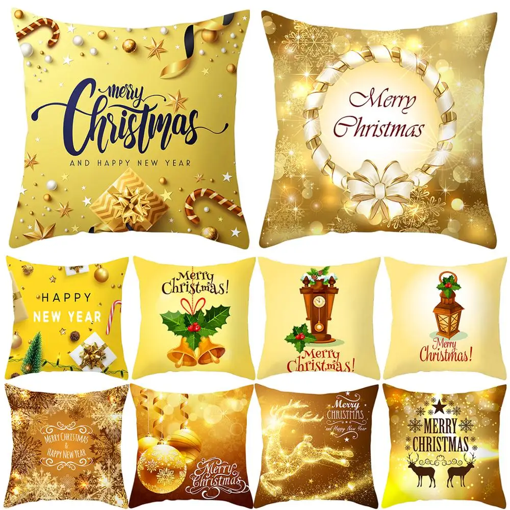 QIFU 45x45 см Merry Christmas наволочка Золотая декоративная наволочка для подушек домашний диван гостиная наволочка с новогодними подарками