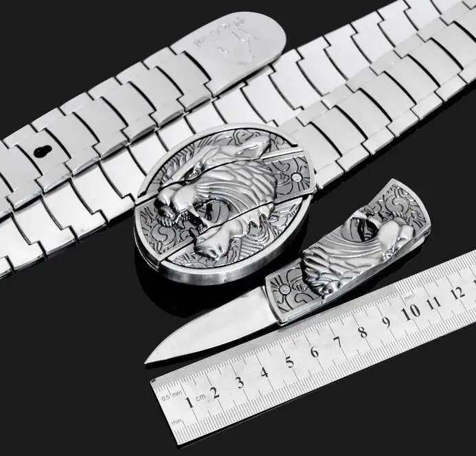 Встроенный нож Пряжка Панк персонализированные 304 мужской ремень из нержавеющей стали Мужской Пояс - Цвет: 1