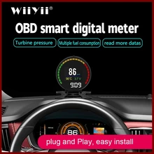 GEYIREN P15 head up display hud obd2 temperatur auto KM/h MPH Turbo Boost Druck geschwindigkeit projektor auf die windschutzscheibe für HUD auto