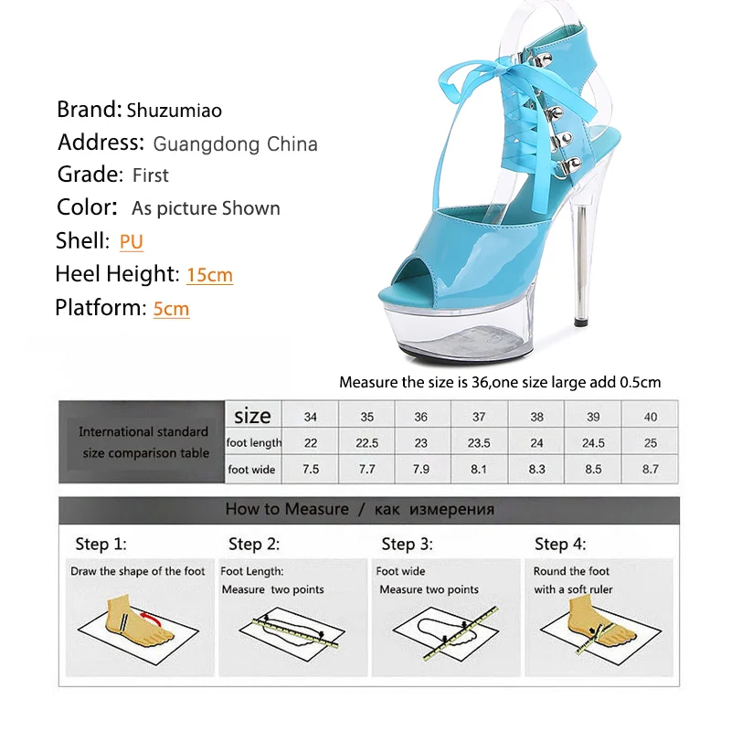 Women's Pole Dance Gladiato Sandals 15CM Clear High Heels Ladies Sandals Platform Thick Bottom Stripper Shoes women high heels platform high heels sandals platform sandals