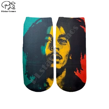 

PLstar Cosmos Drop shipping NewFashion Bob Marley Raggae HipHop Cotton socks Funny Harajuku 3DPrint Unisex Short Ankle Socks S-2