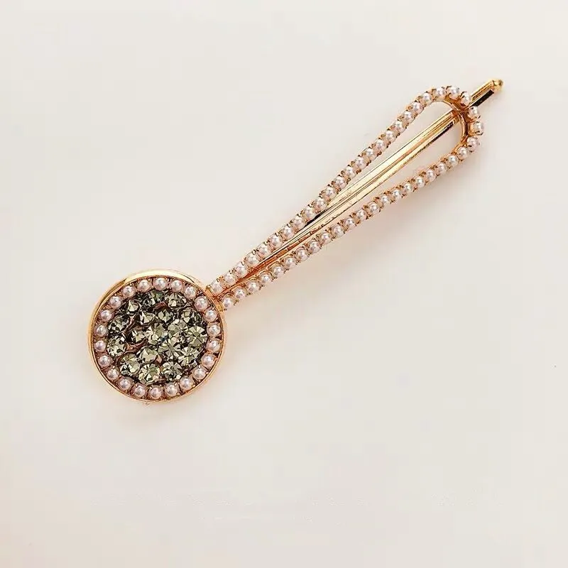 Girls Princess Design Cheap Full Diamond Rhinestone Metal Hair Clips Round Crystal Pearl Gold Bobby Pins