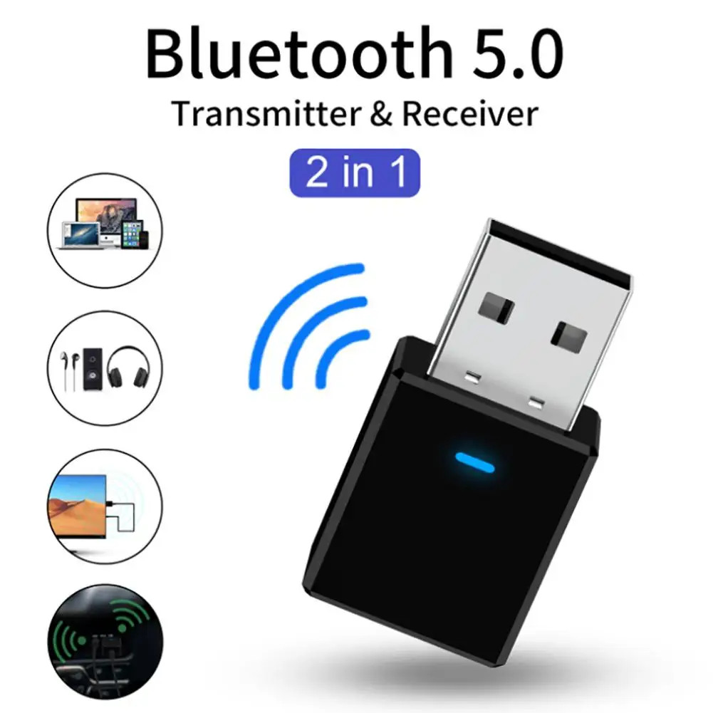 

2 IN 1 Bluetooth 5.0 Receiver Transmitter USB Car Wireless Adapter TV Computer with LED Liht Display Working within 10m