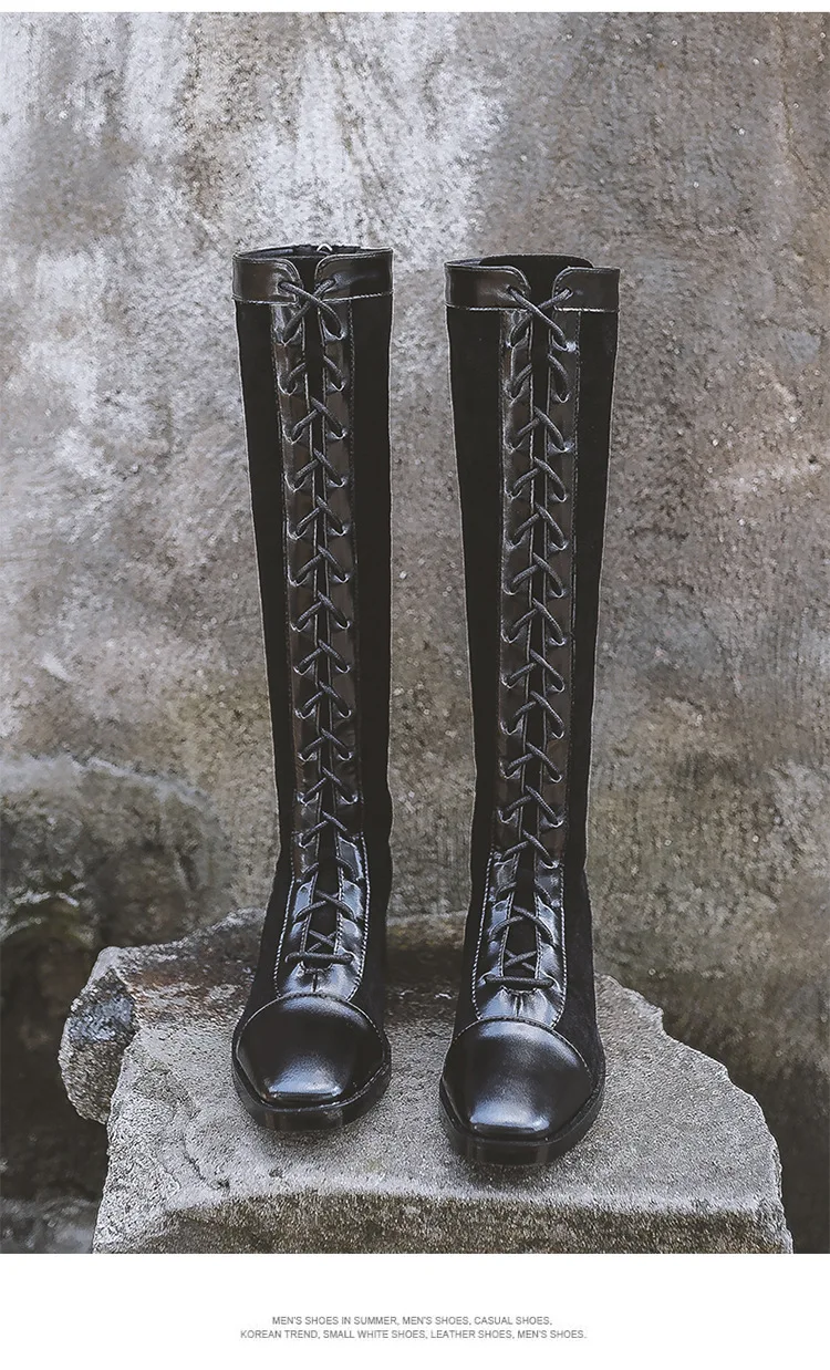 Bootee/ г. Женские ботинки на шнуровке Женская резиновая обувь непромокаемые Ботиночки женские пикантные ботфорты на высоком каблуке с круглым носком, роскошные