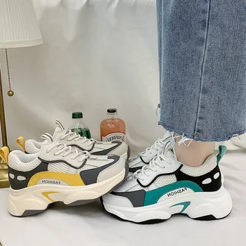 

2020 New Chunky Fashion Sneakers Platform Women Thick Sole Ladies Female Chunky Shoes Women Casual Vulcanize Platform Sneakers