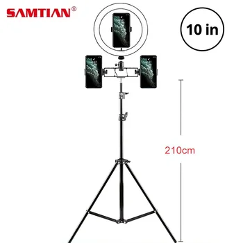 

Samtian Ring Light 10 inch ring lamp with Phone holder 210cm Tripod Stand for Youtube Desktop ring lamps video Selfie LED Light