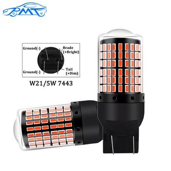 

BMT 1 Pair T20 7443 W21/5W Reverse Backup Tail Red Lamp Bulbs Canbus No Error 144SMD DRL Auto Brake Lights Car Styling DC12V