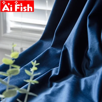 

Dark Blue Modern Luxury Velvet Blackout Curtains for Living Room Golden Light Purple Soft Curtain for Bedroom Drapes MY313#2