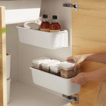 

Multifunctional Wall-mounted Storage Kitchen Drawer Shelf Rack Cabinet Push-pull Basket for Seasoning Hanging Storage Basket
