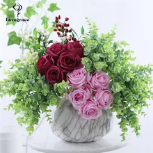 Lovegrace Свадебный букет свадебный цветок для невесты искусственный Шелковый цветок розы свадебные вечерние принадлежности Белый розовый букет украшение для дома