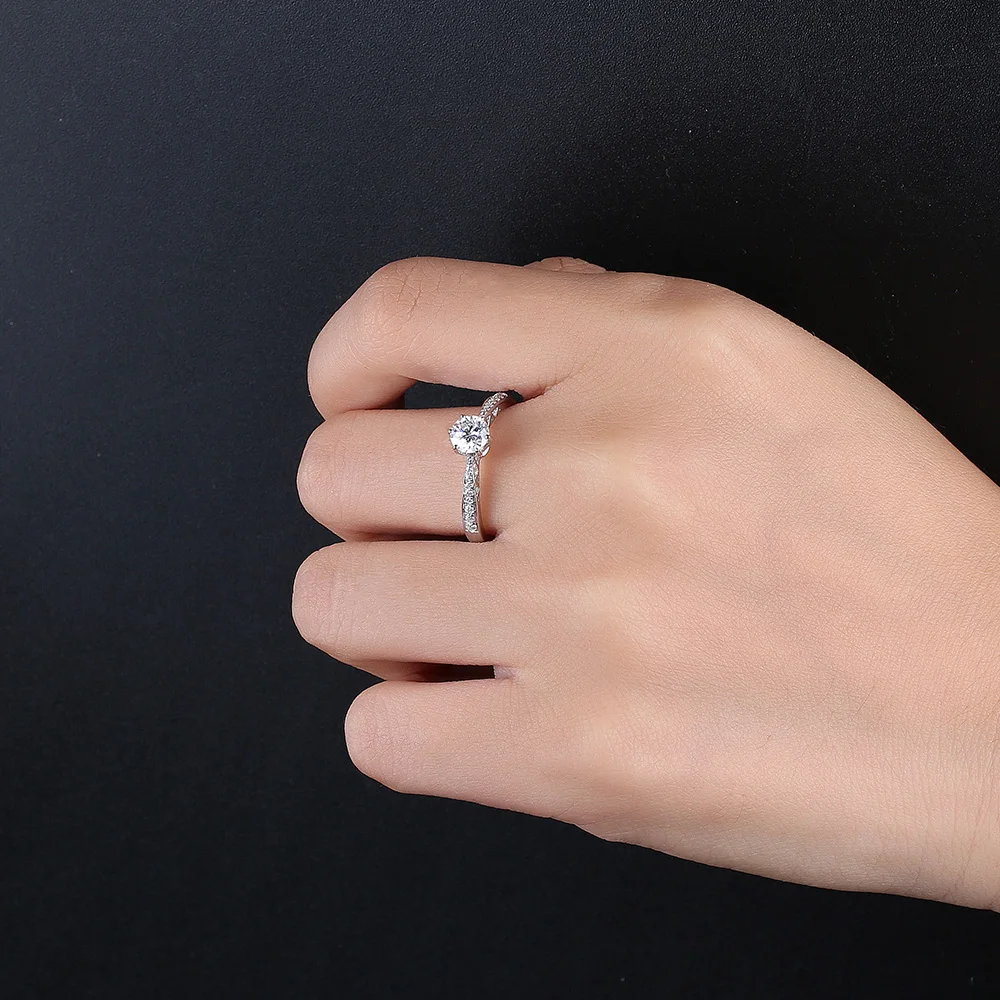 YDBS 0.5ct 5 мм D Цвет VVS1 Moissanite кольцо 14 к кольцо из белого золота с бриллиантами тест прошел символ любви модный подарок
